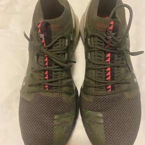Under Armour Olive and Coral Sneakers. Limited edition Rock collab